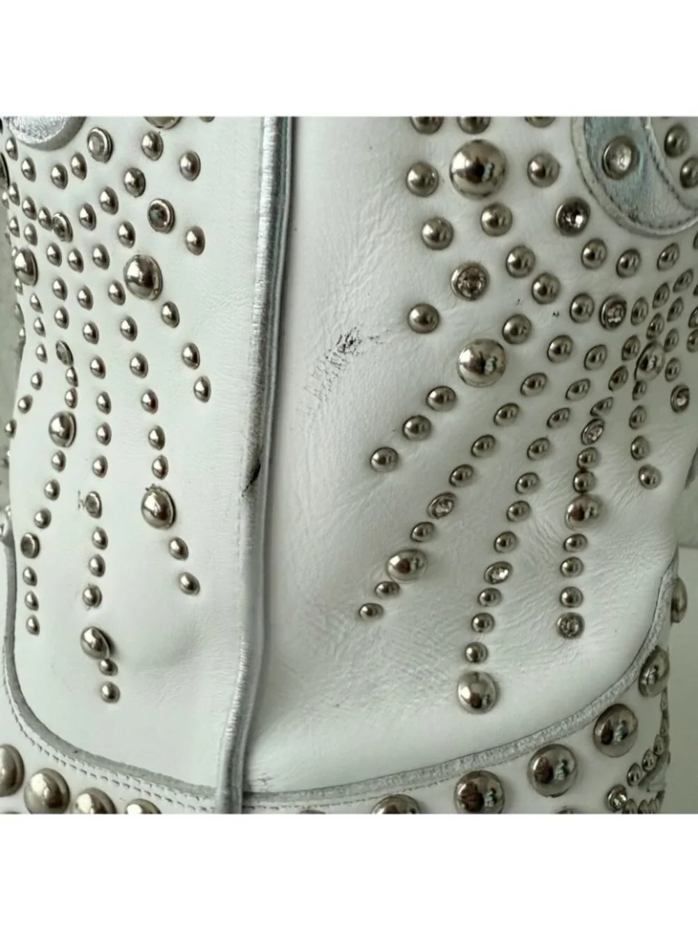 Lane SOLSTICE White Cowboy Boots Embellished Western Cowgirl Tall Snip Toe 11 - Picture 6 of 16